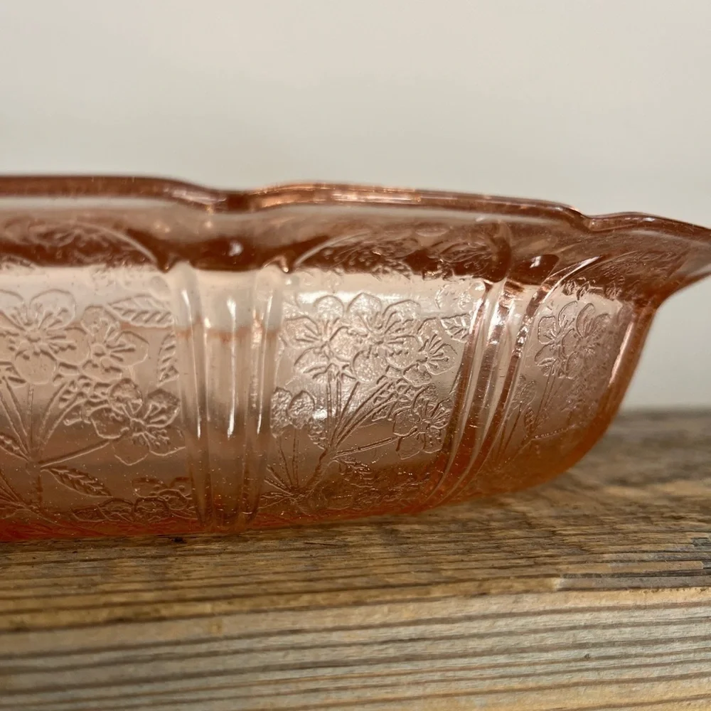 Pink Depression Glass Serving Bowl